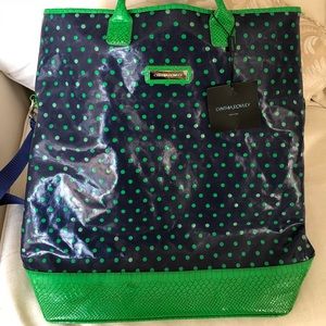 Preppy Cynthia Rowley Extra Large Blue Green Dots